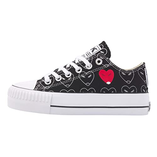 British Knights Damen Kaya Low Sneaker, Schwarz Weisses Herz Herz, 36 EU von British Knights