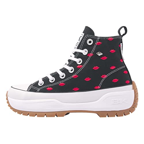 British Knights Damen Kaya MID Fly Sneaker, Schwarz Rote Lippen, 40 EU von British Knights