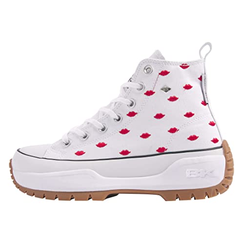 British Knights Damen Kaya MID Fly Sneaker, Weiss Rote Lippen, 39 EU von British Knights