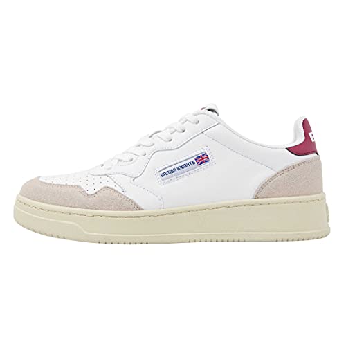 British Knights Damen NOORS Sneaker, White/Burgundy, 37 EU von British Knights