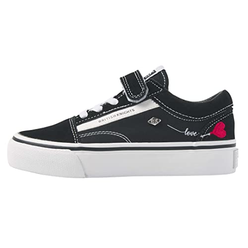 British Knights Jungen Mädchen Mack Platform Sneaker, Schwarz Weiss Herz, 30 EU von British Knights