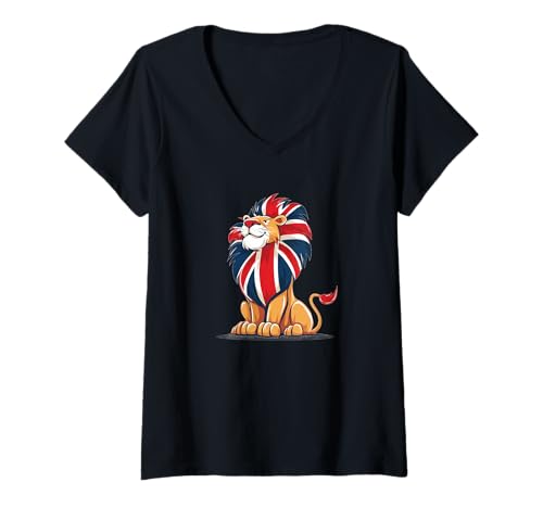 Damen Starker Löwen-Look T-Shirt mit V-Ausschnitt Damen Starker Löwen-Look T-Shirt mit V-Ausschnitt von British Lion Outfit