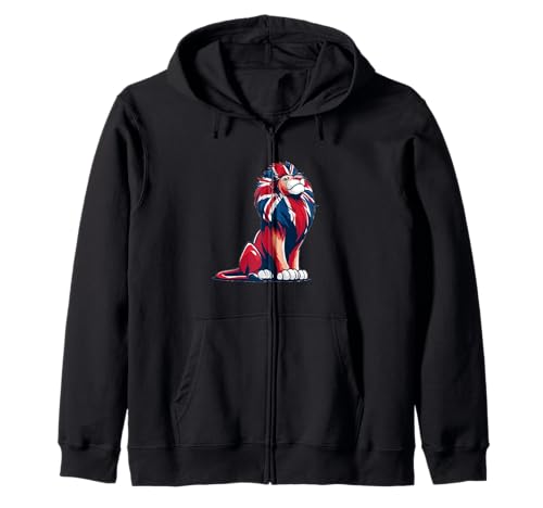Starker Löwe mit UK-Farben für Erwachsene und Kinder Kapuzenjacke Starker Löwe mit UK-Farben für Erwachsene und Kinder Kapuzenjacke von British Lion Outfit