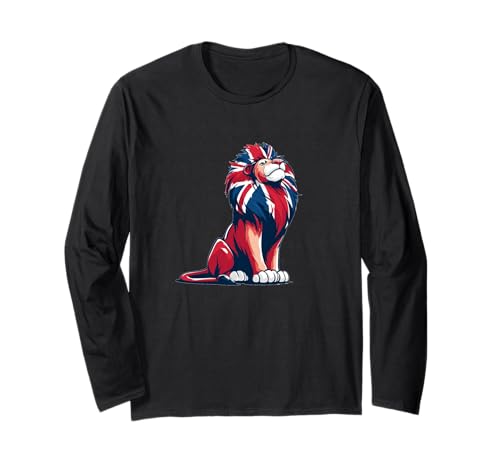 Starker Löwe mit UK-Farben für Erwachsene und Kinder Langarmshirt von British Lion Outfit