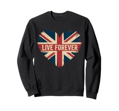 Lustiger Spruch Live Forever Grunge UK Flagge Herz Kunst Frauen Männer Sweatshirt Lustiger Spruch Live Forever Grunge UK Flagge Herz Kunst Frauen Männer Sweatshirt von British Pride Music Love Distressed Vintage Style