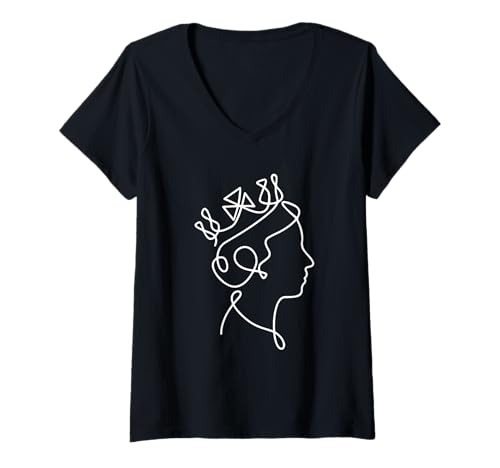 Damen Die Königin von England Queen's ER II minimal T-Shirt mit V-Ausschnitt Damen Die Königin von England Queen's ER II minimal T-Shirt mit V-Ausschnitt von British Queen Quote