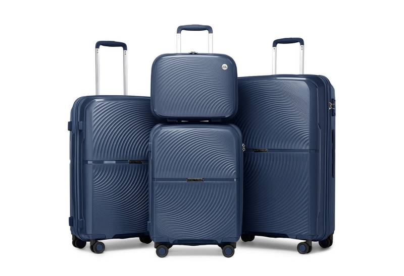 British Traveller Koffer Hartschale Koffer Trolley PP Handgepäck Reisekoffer mit 4 Spinnerräder von British Traveller