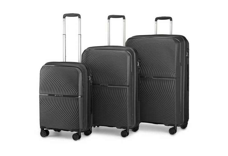 British Traveller Koffer Hartschale Koffer Trolley PP Handgepäck Reisekoffer mit 4 Spinnerräder von British Traveller