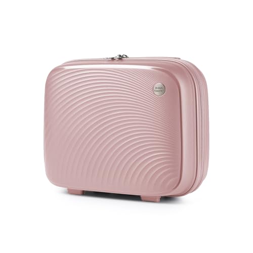 British Traveller Kosmetikkoffer Hartschalen Schminkkoffer Damen Handgepäck Tragbar Beautycase Leicht 100% PP Make Up Koffer mit Handgriff und Reißverschluss 36 * 29 * 16cm Pink von British Traveller