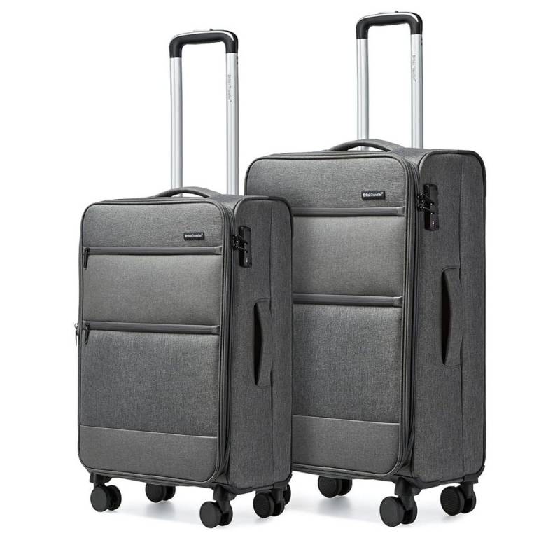 British Traveller Weichgepäck-Trolley Leichtes Weichgepäck Kofferset mit 4 Rollen & Zahlenschloss von British Traveller