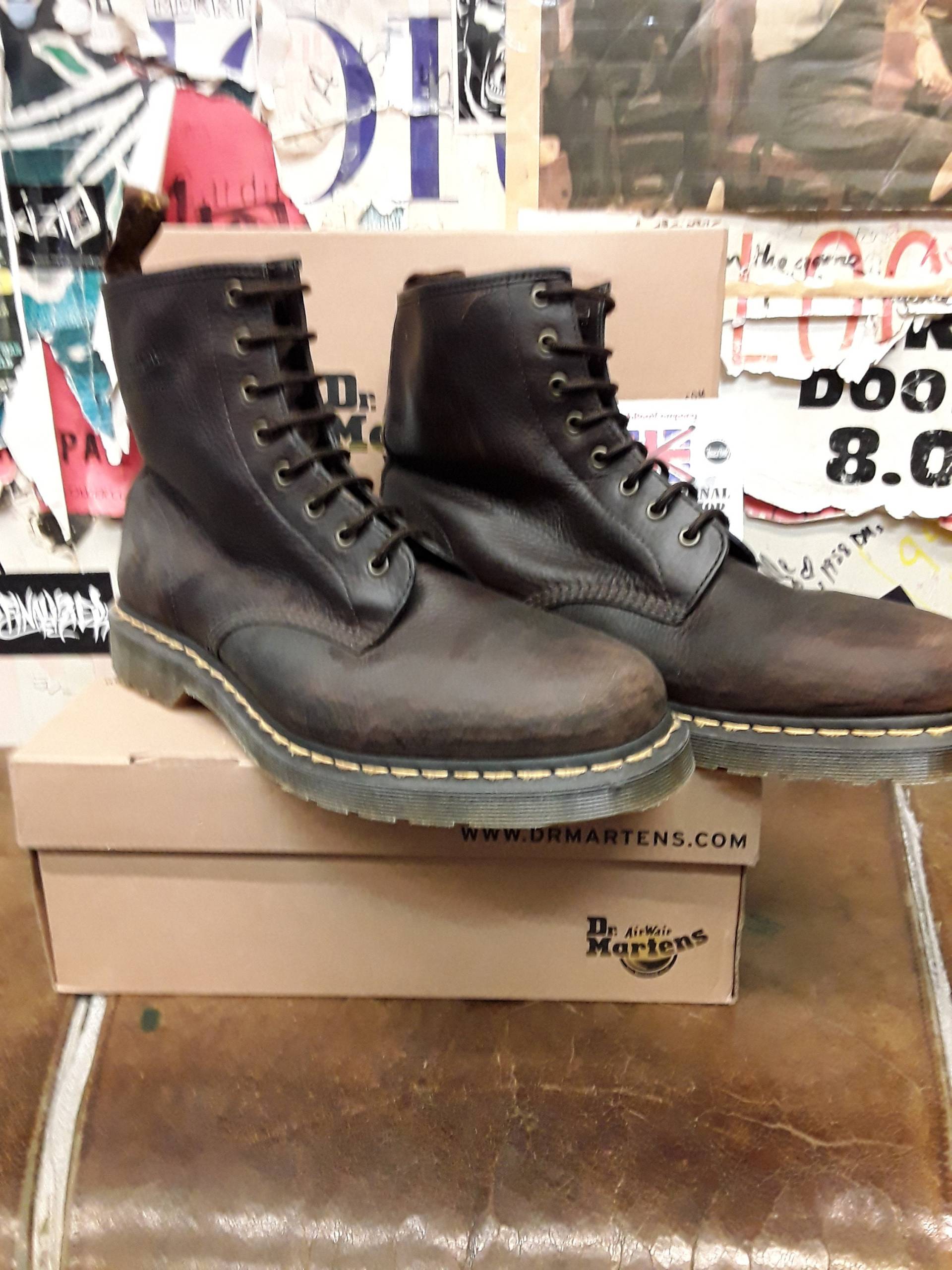 Dr Martens 1460 Rinde Getragen Grizzly Gr. 13 von BritishBootVintage