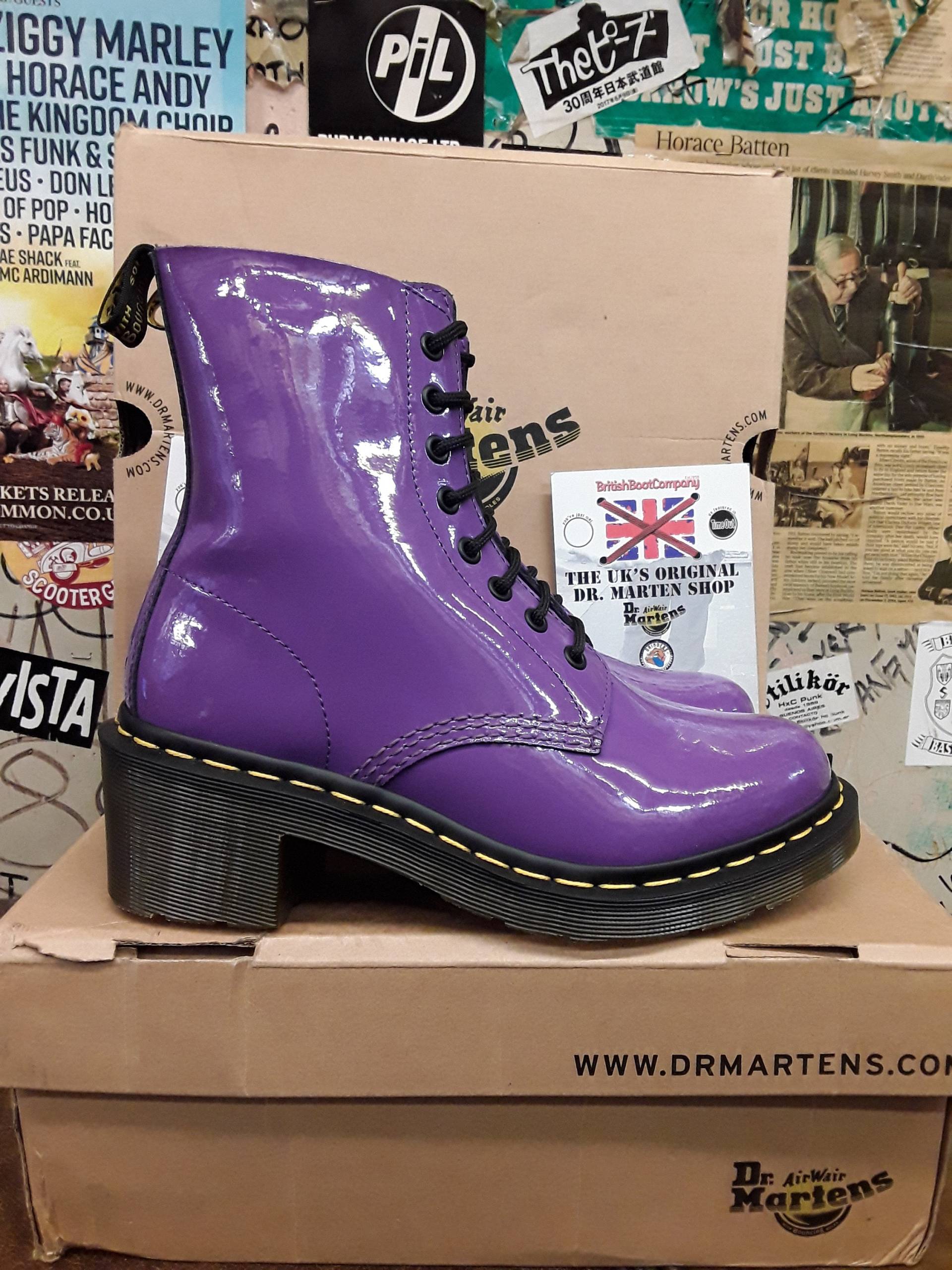 Dr Martens Clemency Lila Patent, Größe Uk4, Heeled Boots von BritishBootVintage