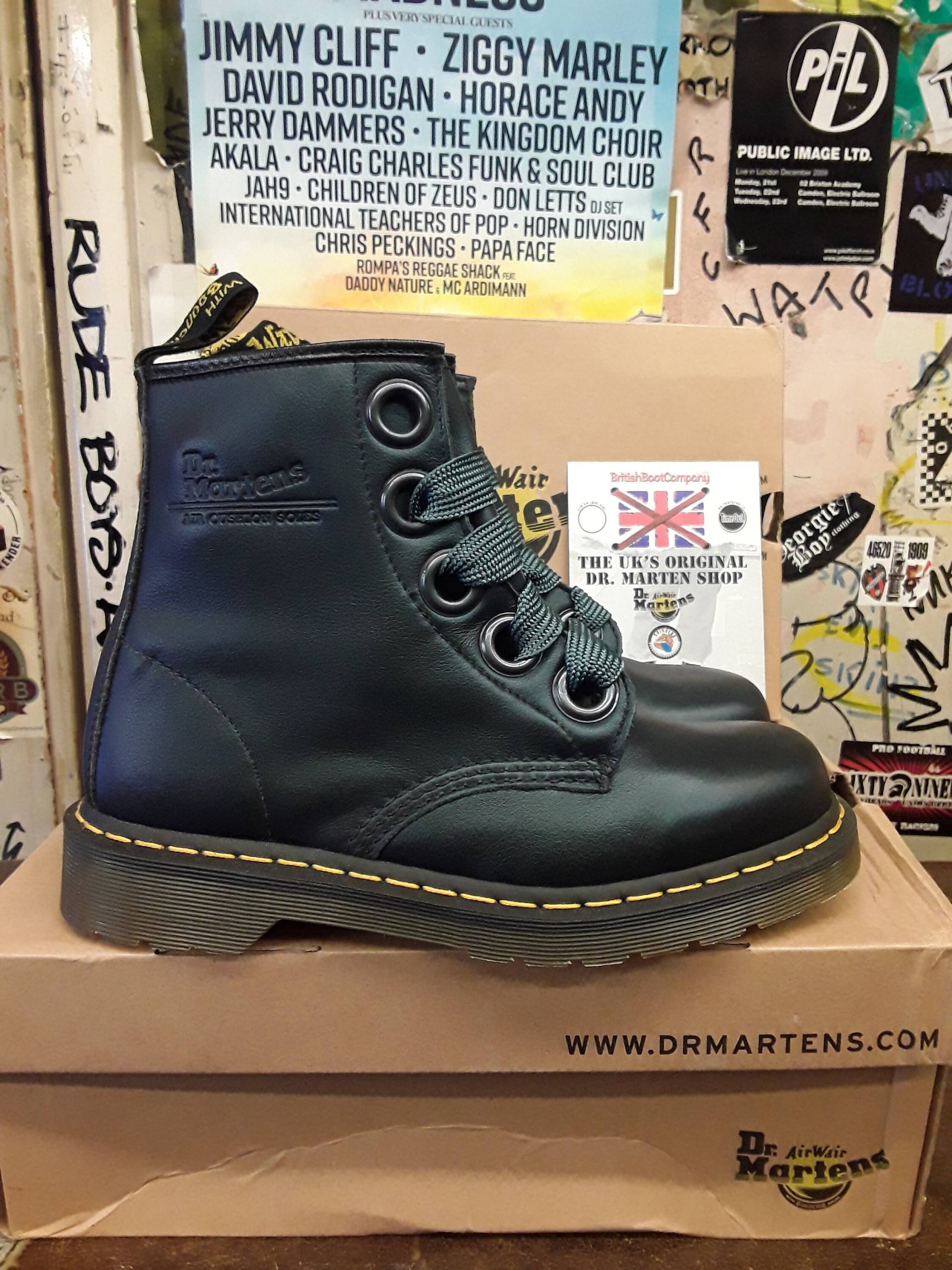 Dr Martens Emerald, Größe Uk7-8, Weiches Leder, Riesige Ösen, Damen Stiefeletten/1B72 von BritishBootVintage