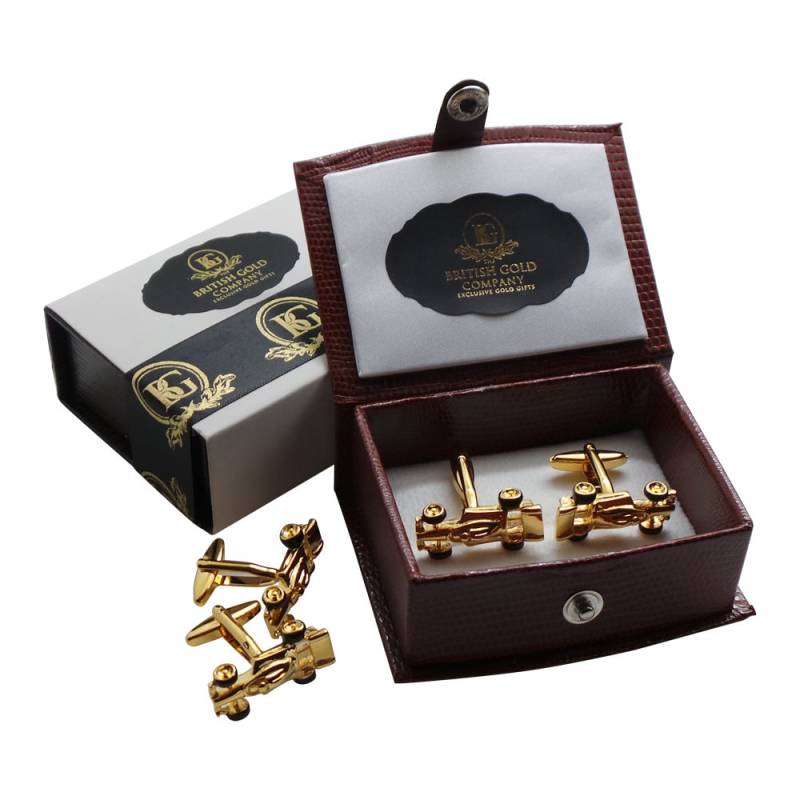 24K Gold Manschettenknöpfe Mit Rennauto Formel1 Motorsport Geschenkset von BritishGoldCompany
