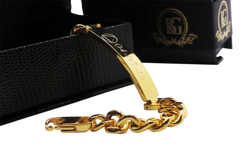 Aa Nüchternheit Gravierte Identität Armband Namenssymbol Ld Erholung Geschenk Alkohol Rehab Frei Benutzerdefinierte Gravur Anonyme Alkoholiker von BritishGoldCompany
