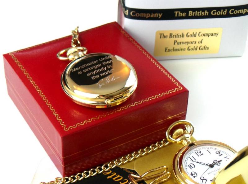 Eric Cantona Signierte Vergoldete Taschenuhr Zitat Von Manchester United, Personalisierte Gravur von BritishGoldCompany