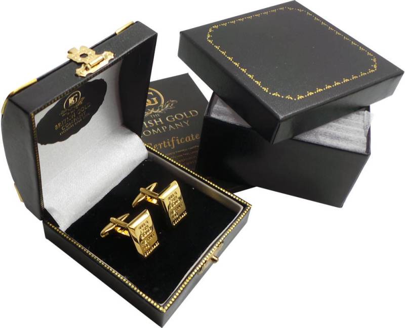Gold Bullion Style Manschettenknöpfe 24K Plattiert Luxus Geschenk Bar Barren in Präsentation Etui Banker Buchhalter von BritishGoldCompany