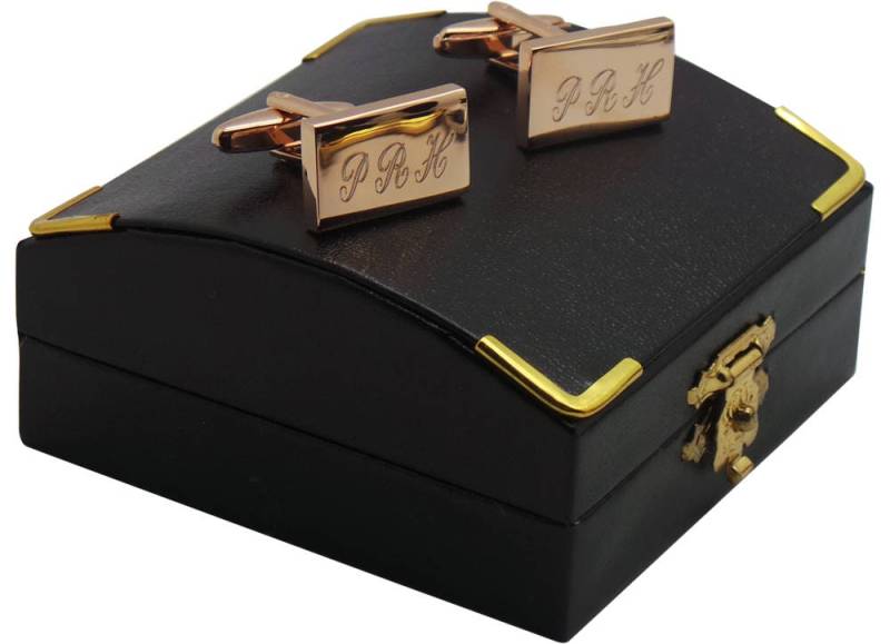 Gravierte Manschettenknöpfe Rosegold Custom Monogramm Gravur Kostenlose Initialen in Luxus-Geschenk-Etui Hochwertiger Bräutigam Vater Von Papa von BritishGoldCompany