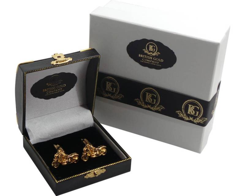 Motorrad Gold Manschettenknöpfe Luxus Set Für Biker 24K Plattiert Im Geschenk Etui Atemberaubende Geschenke Motorradfahrer Harley Fans Usw von BritishGoldCompany