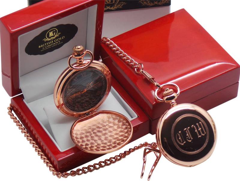 Personalisierte Benutzerdefinierte Monogrammierte 18K Rose Gold Überzogene Monogramm-Taschenuhr in Der Hölzernen Luxus-Geschenkbox Mit Zertifikat Personalisierte Benutzerdefinierte Monogrammierte 18K Rose Gold Überzogene Monogramm-Taschenuhr in Der Hölzernen Luxus-Geschenkbox Mit Zertifikat von BritishGoldCompany
