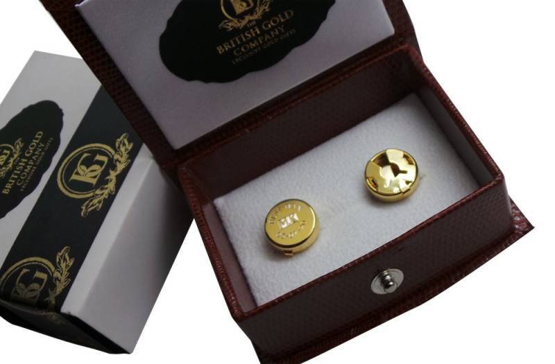 Personalisierte Button Covers Gold Manschettenknöpfe Luxus Set Geschenk Etui Mit Gravur Shirt Ohrstecker Clips Hochzeit Geburtstag Bräutigam von BritishGoldCompany