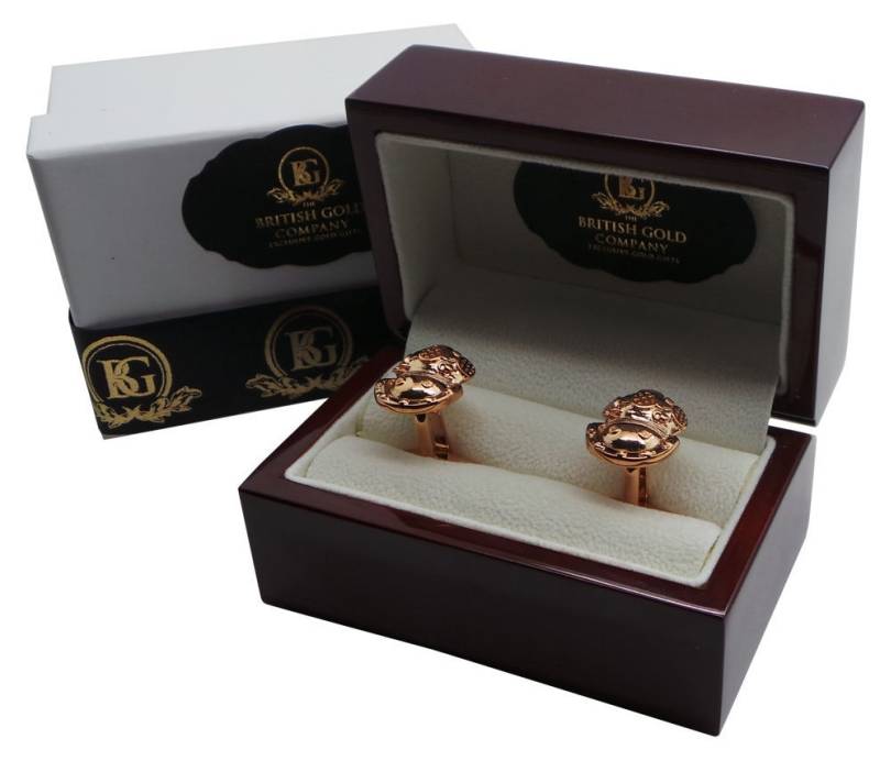 Taucher Helm Manschettenknöpfe Luxus Set 18K Rose Gold Plattiert Geschenk Holz Fall Geschenke Scuba Marine Antik Stil Tiefsee von BritishGoldCompany