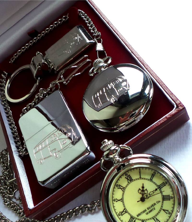 Versilbert Camper Van Bus Vintage Retro Moderne Taschenuhr Schlüsselanhänger Zigarettenanzünder Geschenkset Luxussammler Set Rv Geschenke von BritishGoldCompany