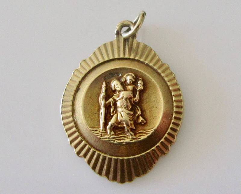 Große 9Ct Gold St Christopher Anhänger von Britishgoldandsilver