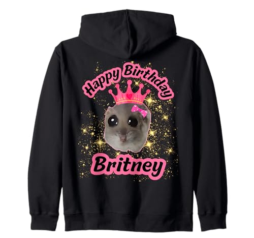 Britney Mädchen-Name Happy Birthday Cute Hamster Black Meme Kapuzenjacke von Britney Happy Birthday Cute Hamster Black Meme