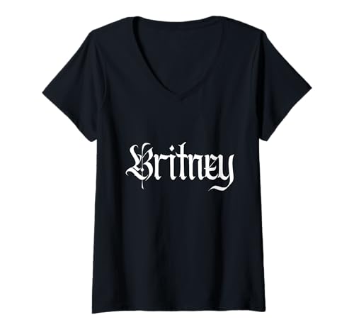 Damen Britney Blackletter T-Shirt mit V-Ausschnitt von Britney
