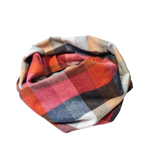 Britta Meier Unisex Baumwoll-Flanell Loopschal aus meiner Nähwerkstatt (Mehrfarbig Karo) von Britta Meier