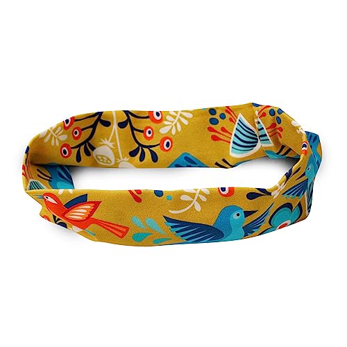 Kinder Haarband aus Baumwoll-Jersey Nähwerkstatt Britta Meier (Senf-Vögel) von Britta Meier