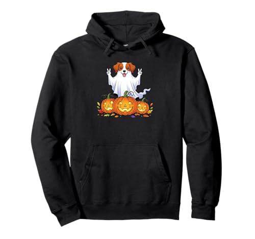 Brittany Spaniel Ghost Pumpkin Boo Halloween Kid Herren Damen Pullover Hoodie von Brittany Spaniel Halloween Ghost Pumpkin Outfits