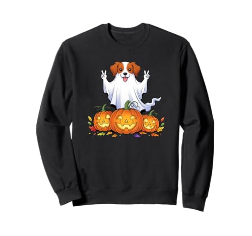 Brittany Spaniel Ghost Pumpkin Boo Halloween Kid Herren Damen Sweatshirt von Brittany Spaniel Halloween Ghost Pumpkin Outfits