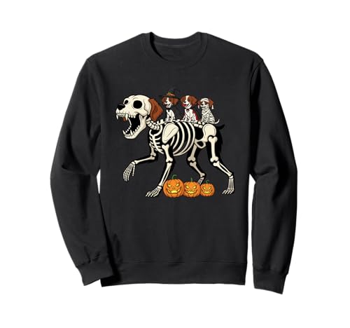 Bretagne Skelett Mama Hexe Halloween Kinder Herren Damen Sweatshirt von Brittany Spaniel Lovers Halloween Outfits Boy Girl