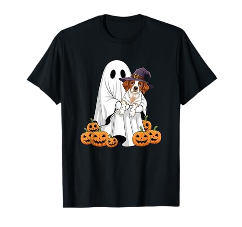 Ghost Brittany Spaniel Kürbis Halloween Kinder Herren Damen T-Shirt von Brittany Spaniel Lovers Halloween Outfits Boy Girl