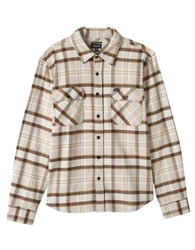 BRIXTON Kariertes Flanellhemd Braun Weiß Bowery Heavyweight Flanell, Beige/Off White/Desert Palm, M von Brixton