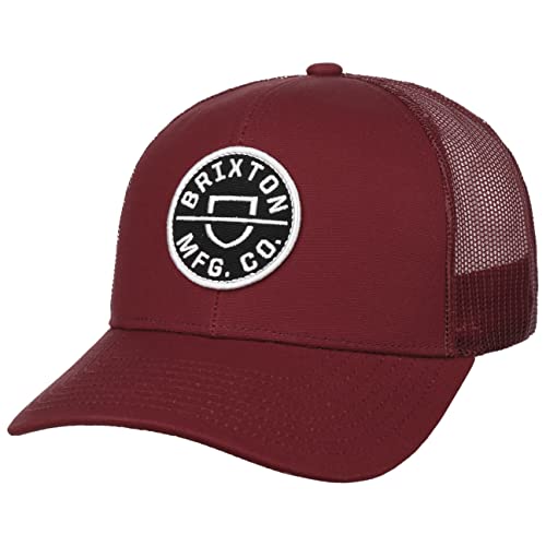 Brixton Crest X Mp Mesh Cap Basecap Baseballcap Curved Brim Truckercap Meshcap (One Size - dunkelrot) von Brixton