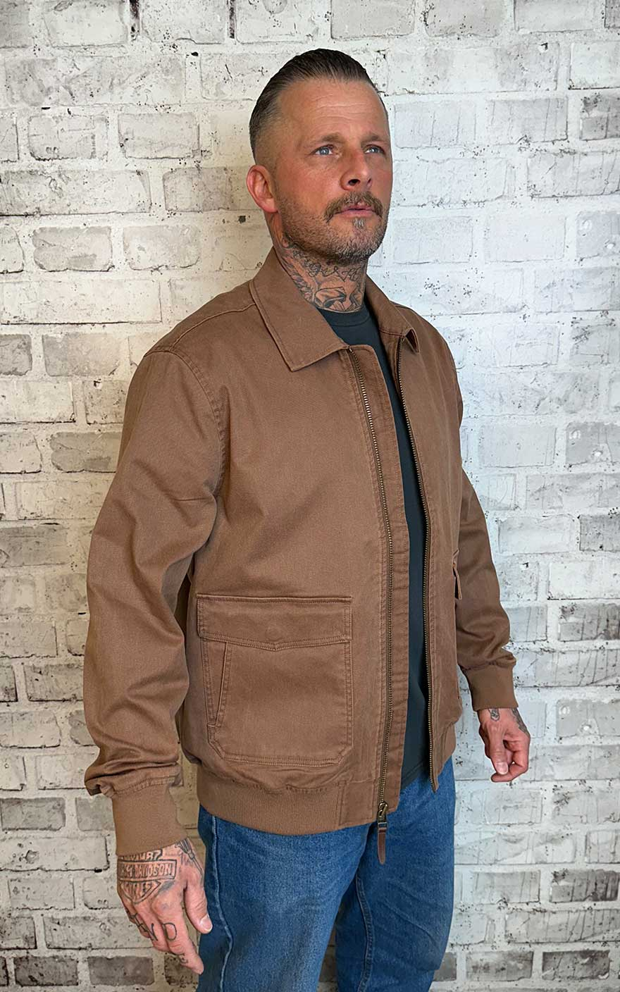 Brixton Dillinger Station Jacket sepia sol wash #S von Brixton