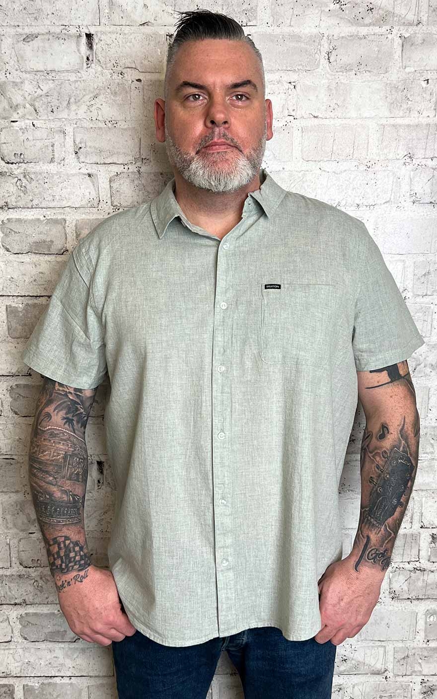 Brixton Hemd Charter Featherweight Heather Mineral Grey #S von Brixton