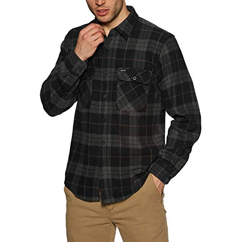 Brixton Herren Bowery Hemd mit Button-Down-Kragen, Schwarz/Dunkelgrau, L von Brixton