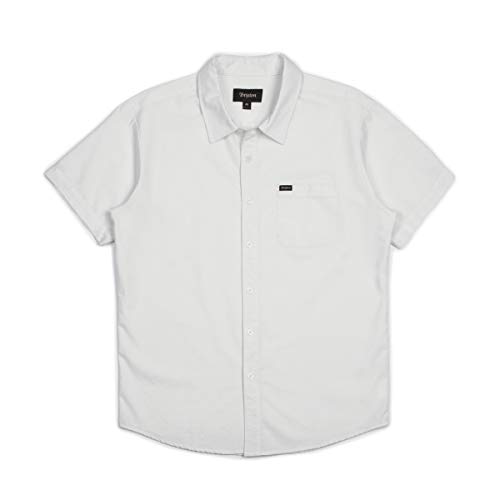 Brixton Herren Charter Standard-Passform, kurzärmelig, Oxford-Gewebe Hemd mit Button-Down-Kragen, Cremeweiß, Klein von Brixton