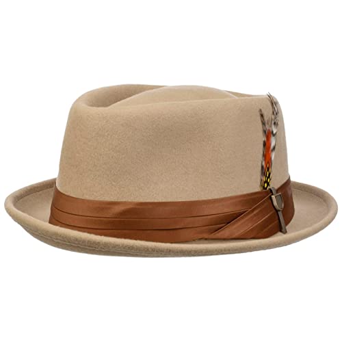 Brixton Stout Pork Pie Wollfilzhut Porkpie Wollhut Fedora (XL (61-62 cm) - beige) von Brixton