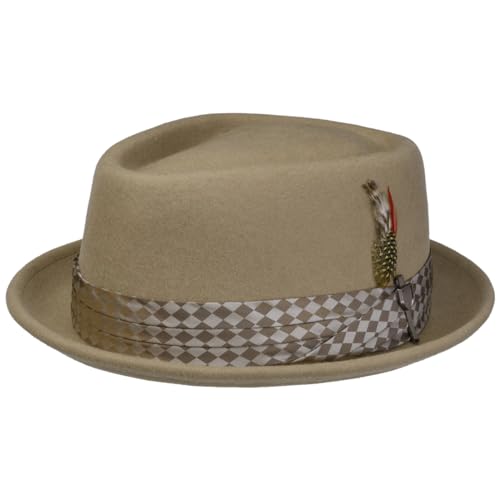 Brixton Stout Pork Pie Wollfilzhut Porkpie Wollhut Fedora (L (59-60 cm) - Hellbeige) von Brixton