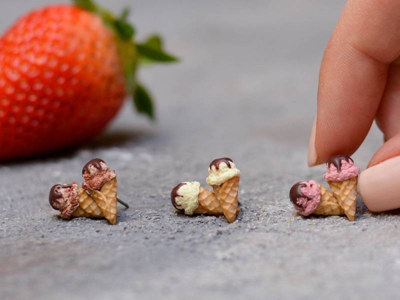 Handgemachte Eis Ohrstecker Polymer Clay, Titan Ohrstecker Handgemachte Eis Ohrstecker Polymer Clay, Titan Ohrstecker von Brlogarka