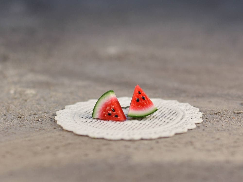 Wassermelone Ohrstecker, Obst Ohrringe, Süße Titanium Einzigartige Lebensmittel Schmuck, Fimo Wassermelone Ohrstecker, Obst Ohrringe, Süße Titanium Einzigartige Lebensmittel Schmuck, Fimo von Brlogarka