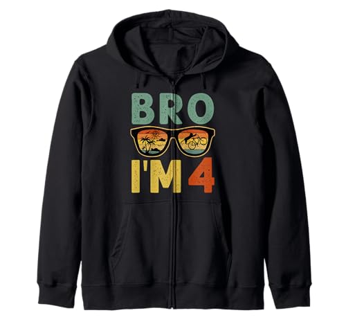 4th Birthday Boy Bro I'm 4 Year Old Kids Four Bday Kapuzenjacke von Bro I’m 4 Years Old Birthday Party Kids Boys Tee