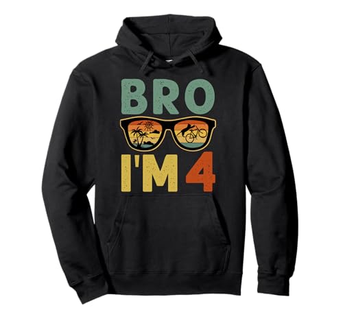 4th Birthday Boy Bro I'm 4 Year Old Kids Four Bday Pullover Hoodie von Bro I’m 4 Years Old Birthday Party Kids Boys Tee