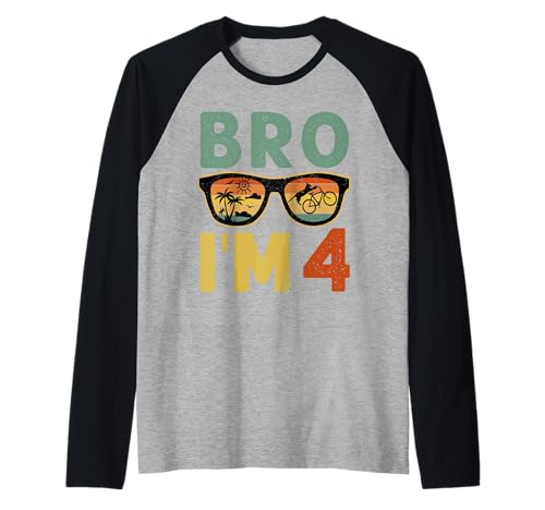 4th Birthday Boy Bro I'm 4 Year Old Kids Four Bday Raglan von Bro I’m 4 Years Old Birthday Party Kids Boys Tee