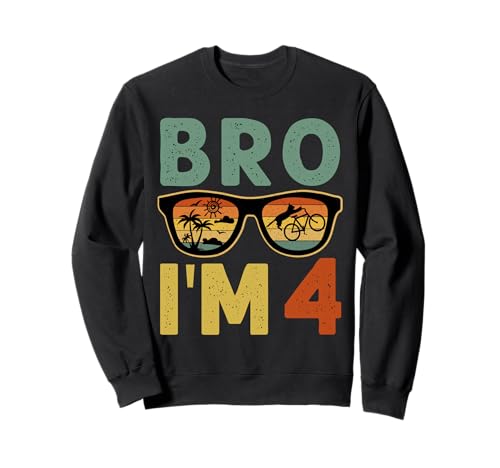 4th Birthday Boy Bro I'm 4 Year Old Kids Four Bday Sweatshirt von Bro I’m 4 Years Old Birthday Party Kids Boys Tee
